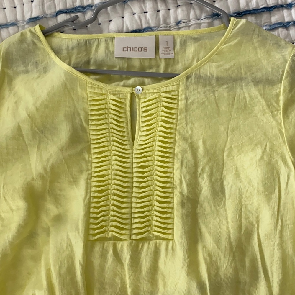 Semi sheer yellow Chico’s top size 1